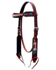 Bar H Equine Genuine Western American Leather Horse Premium Headstall & Breast Collar Set