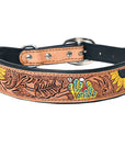 HILASON Western Genuine Leather Heavy Duty Hand Painted Dog Collar