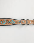 HILASON Western Genuine Leather Heavy Duty Dog Collar Floral Tooled