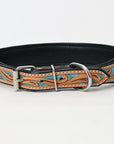 HILASON Western Genuine Leather Heavy Duty Dog Collar Floral Tooled