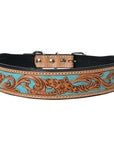 HILASON Western Genuine Leather Heavy Duty Dog Collar Floral Tooled
