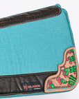 32" X 30" Hilason Horse Western Contoured Wool Felt Therapeutic Saddle Pad Turquoise