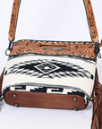 American Darling Clutch Hand Tooled Saddle Blanket Fabric Genuine Leather Western Women Bag Handbag Purse | Purses for Cute