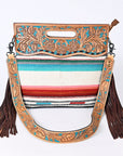 American Darling Clutch Hand Tooled Saddle Blanket Fabric Genuine Leather Western Women Bag Handbag Purse | Purses for Cute