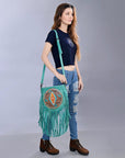 American Darling Messenger Hand Tooled Hair-On Genuine Leather women bag western handbag purse
