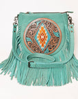 American Darling Messenger Hand Tooled Hair-On Genuine Leather women bag western handbag purse