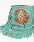 American Darling Messenger Hand Tooled Hair-On Genuine Leather women bag western handbag purse