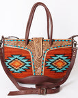 American Darling ADBG1084 Tote Hand Tooled Saddle Blanket Genuine Leather women bag western handbag purse