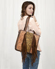 American Darling Tote Hand Tooled Hair-On Genuine Leather women bag western handbag purse