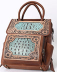 American Darling Backpack Hand Tooled Crocodile embossed Genuine Leather women bag western handbag purse