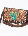 American Darling Organiser Hair-On Hand Tooled Genuine Leather Women Bag Western Handbag Purse