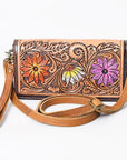 American Darling Organiser Hair-On Hand Tooled Genuine Leather Women Bag Western Handbag Purse