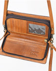 American Darling Organiser Hair-On Hand Tooled Genuine Leather Women Bag Western Handbag Purse