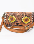 American Darling Organiser Hair-On Hand Tooled Genuine Leather Women Bag Western Handbag Purse