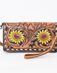 American Darling Organiser Hair-On Hand Tooled Genuine Leather Women Bag Western Handbag Purse
