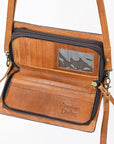 American Darling Organiser Hair-On Hand Tooled Genuine Leather Women Bag Western Handbag Purse