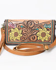 American Darling Organiser Hair-On Hand Tooled Genuine Leather Women Bag Western Handbag Purse