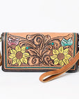 American Darling Organiser Hair-On Hand Tooled Genuine Leather Women Bag Western Handbag Purse