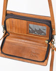 American Darling Organiser Hair-On Hand Tooled Genuine Leather Women Bag Western Handbag Purse