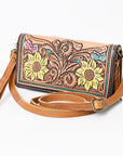 American Darling Organiser Hair-On Hand Tooled Genuine Leather Women Bag Western Handbag Purse