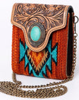 American Darling Hand Tooled Hair On Genuine Leather Women Bag Western Handbag Purse