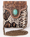 American Darling Hand Tooled Hair On Genuine Leather Women Bag Western Handbag Purse