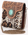 American Darling Hand Tooled Hair On Genuine Leather Women Bag Western Handbag Purse