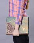 American Darling Portfolio Bag Hand Tooled Crocodile embossed Genuine Leather women bag western handbag purse