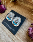 Cowboy Hat Stud Earrings with Kingman Turquoise – Sterling Silver – Native Made by Bobby Platero