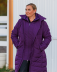 Deep Purple Duck Down Riding Coat with velvet collar