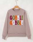 GOBBLE Thanksgiving Raw Hem Sweatshirt