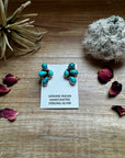 Kingman Turquoise Stud Earrings – Sterling Silver – Navajo Made by Marcella James