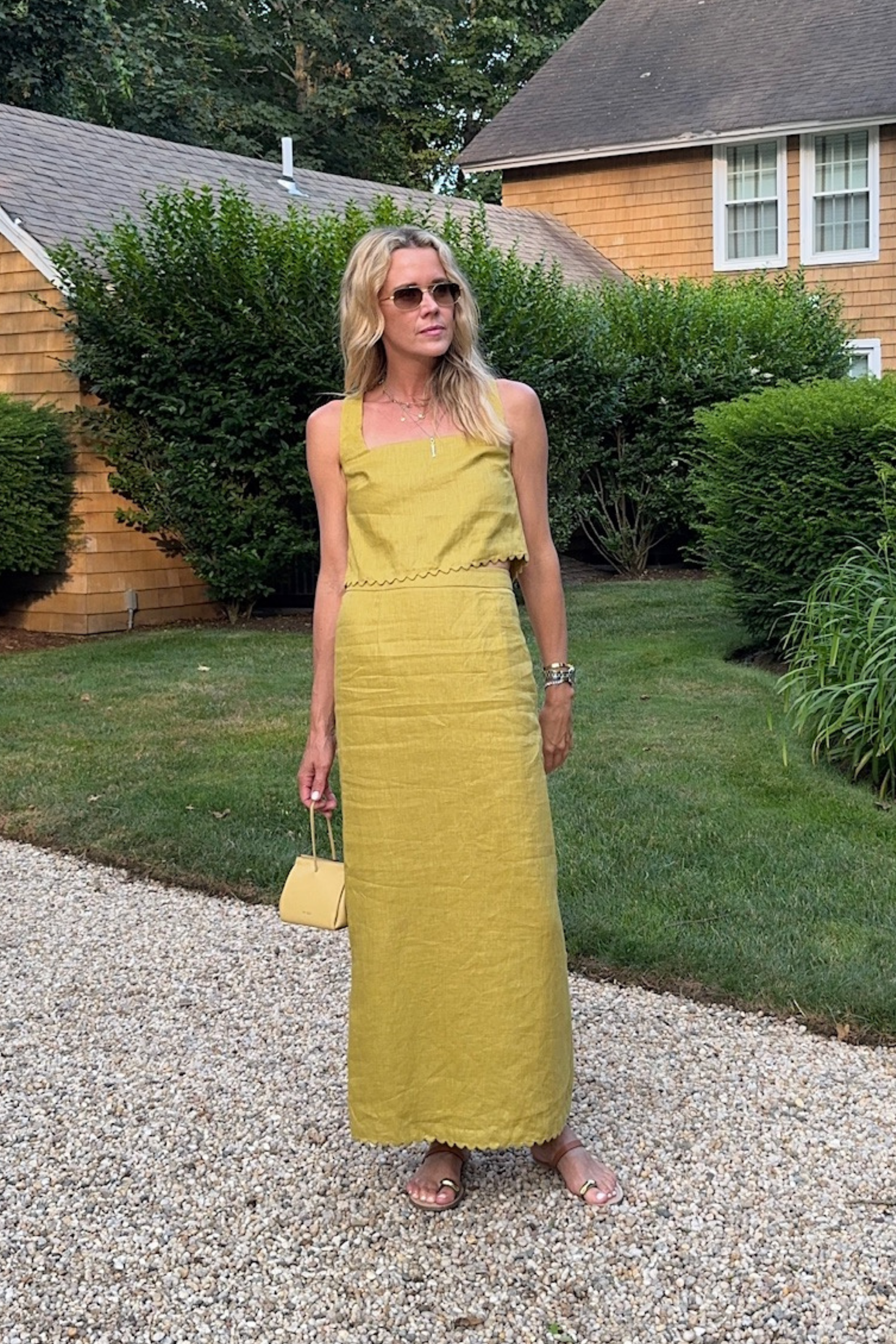 MASON'S DAUGHTER | Ella Scallop Maxi Skirt, Chartreuse Linen