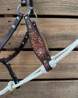 White Flower Power Tooled Lariat & Leather Combo Halter