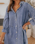 Londyn Buttoned Long Sleeve Denim Mini Dress