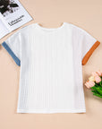 Colorblock Textured Cuff Sleeve T-Shirt