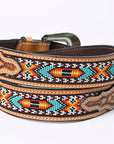 HILASON Western Genuine Leather Belt for Men Women Cowboy Cowgirl Handmade Unisex Full Grain Heavy Duty Tooled Beaded Belt