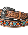 HILASON Western Genuine Leather Belt for Men Women Cowboy Cowgirl Handmade Unisex Full Grain Heavy Duty Tooled Beaded Belt