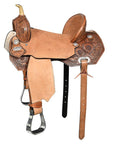 Flex Tree Western Horse Saddle In American Leather Barrel Trail Hilason