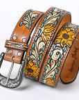 American Darling ADBLF204-L Beautifully Hand Tooled Genuine American Leather Belt Men and Women