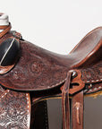 Western Horse Saddle American Leather Wade Ranch Roping Floral Brown Hilason