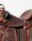 Western Horse Saddle American Leather Wade Ranch Roping Floral Brown Hilason