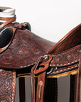Western Horse Saddle American Leather Wade Ranch Roping Floral Brown Hilason
