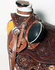 Western Horse Saddle American Leather Wade Ranch Roping Floral Brown Hilason