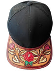 American Darling Men Women Adjustable Cap With Leather On Visor Black