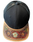 American Darling Men Women Adjustable Cap With Leather On Visor Black