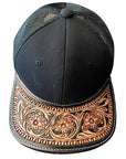 American Darling Men Women Adjustable Cap With Leather On Visor Black