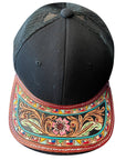 American Darling Men Women Adjustable Cap With Leather On Visor Black