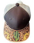 American Darling Men Women Adjustable Cap With Leather On Visor Brown