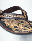 American Darling ADFT101 Hand tooled carved genuine leather sandal footwear flip flop